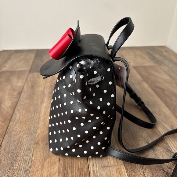 Kate Spade New York Disney x Minnie Mouse Drawstring Flap Backpack Polka Dot - Picture 5 of 14